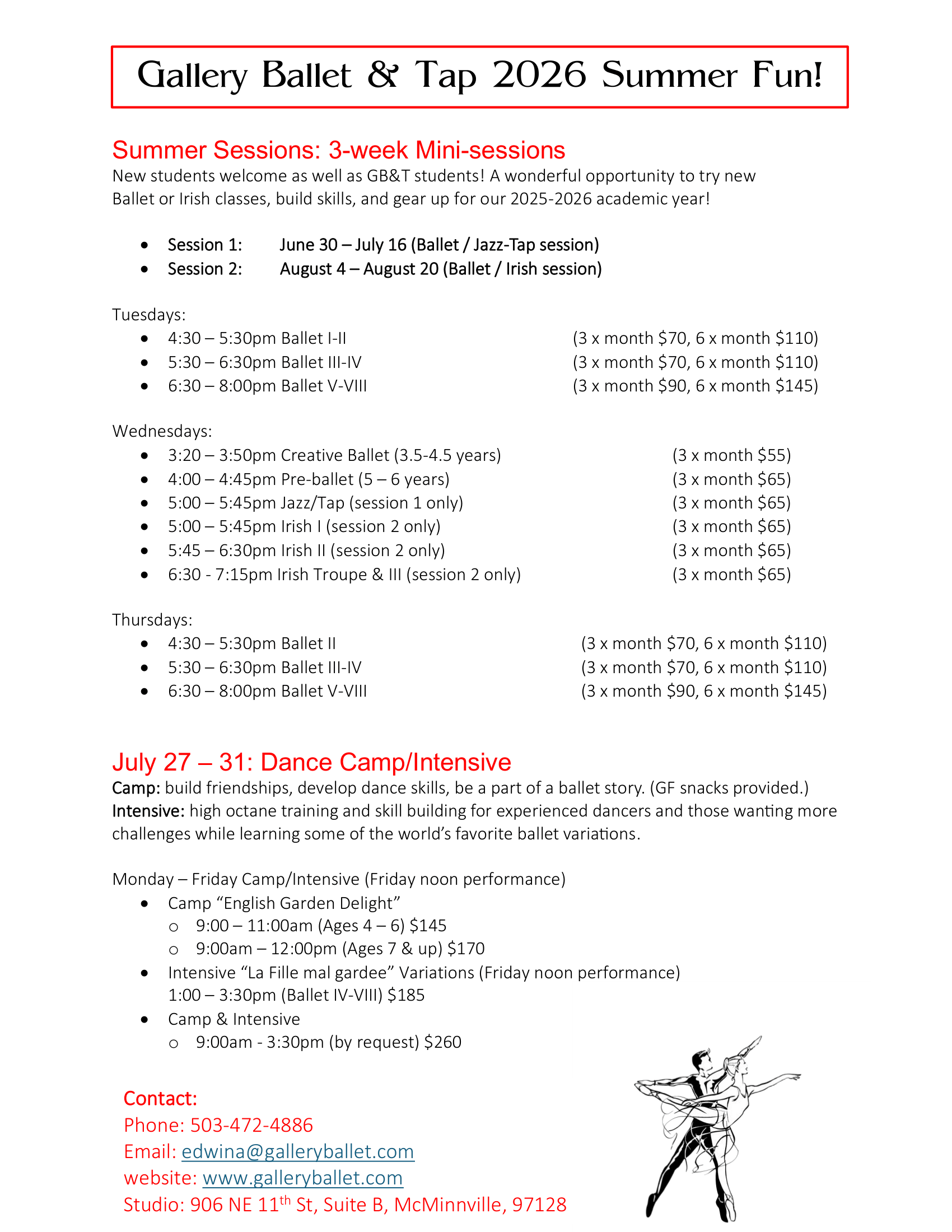 Dance Camp & Summer Sessions